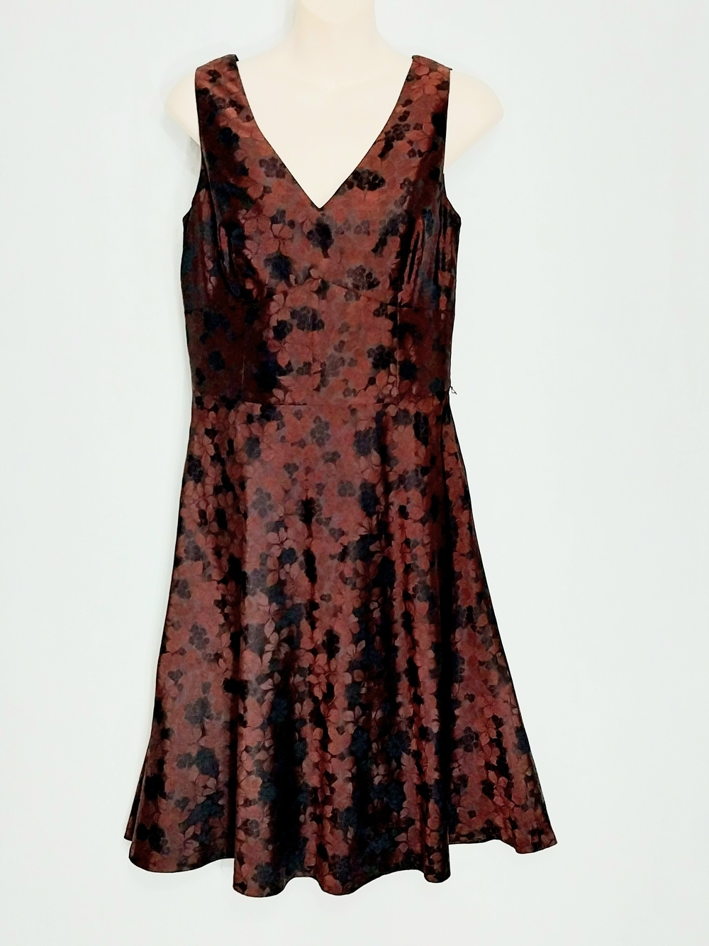 🔵BOGO FREE🔵 Ann Taylor Loft Silk Dress Copper, Black Sleeveless Occasion Sz 4
